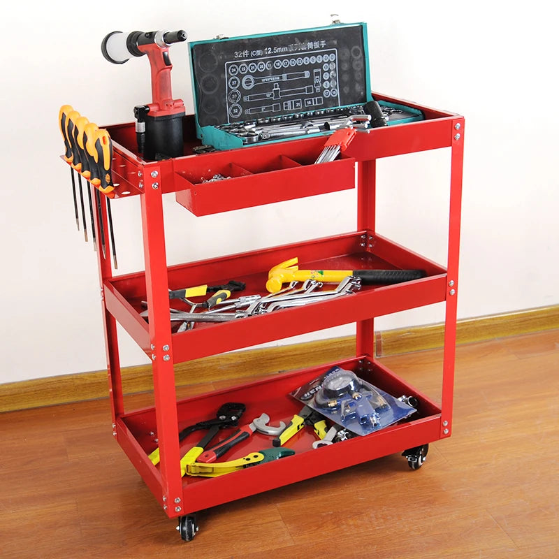 Heavy-Duty Mobile Tool Cart with Wheels - 3-Layer Multifunctional Workshop Tool Storage Solution