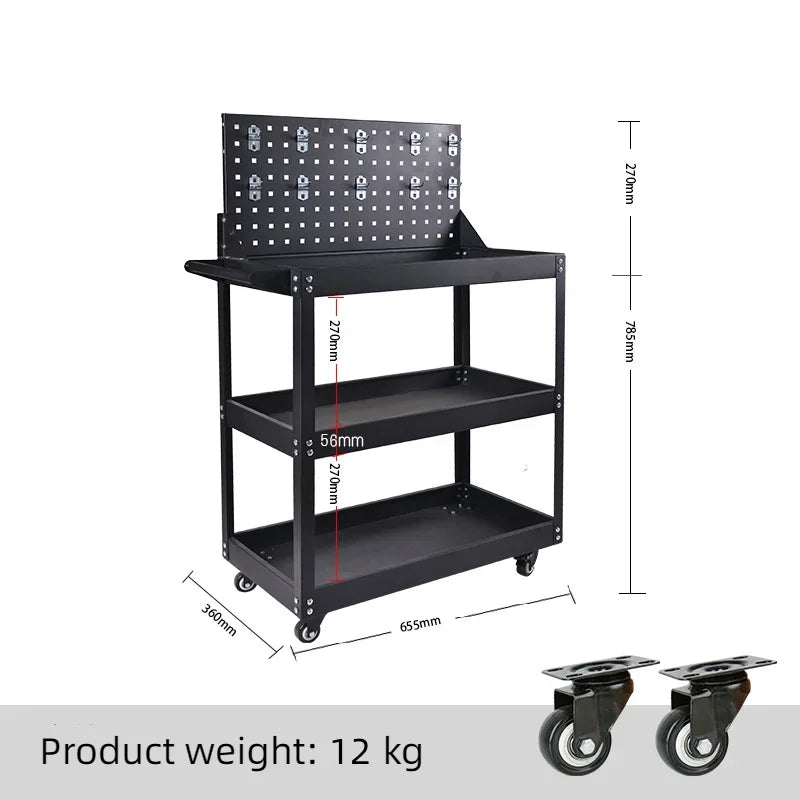 Heavy-Duty Mobile Tool Cart with Wheels - 3-Layer Multifunctional Workshop Tool Storage Solution