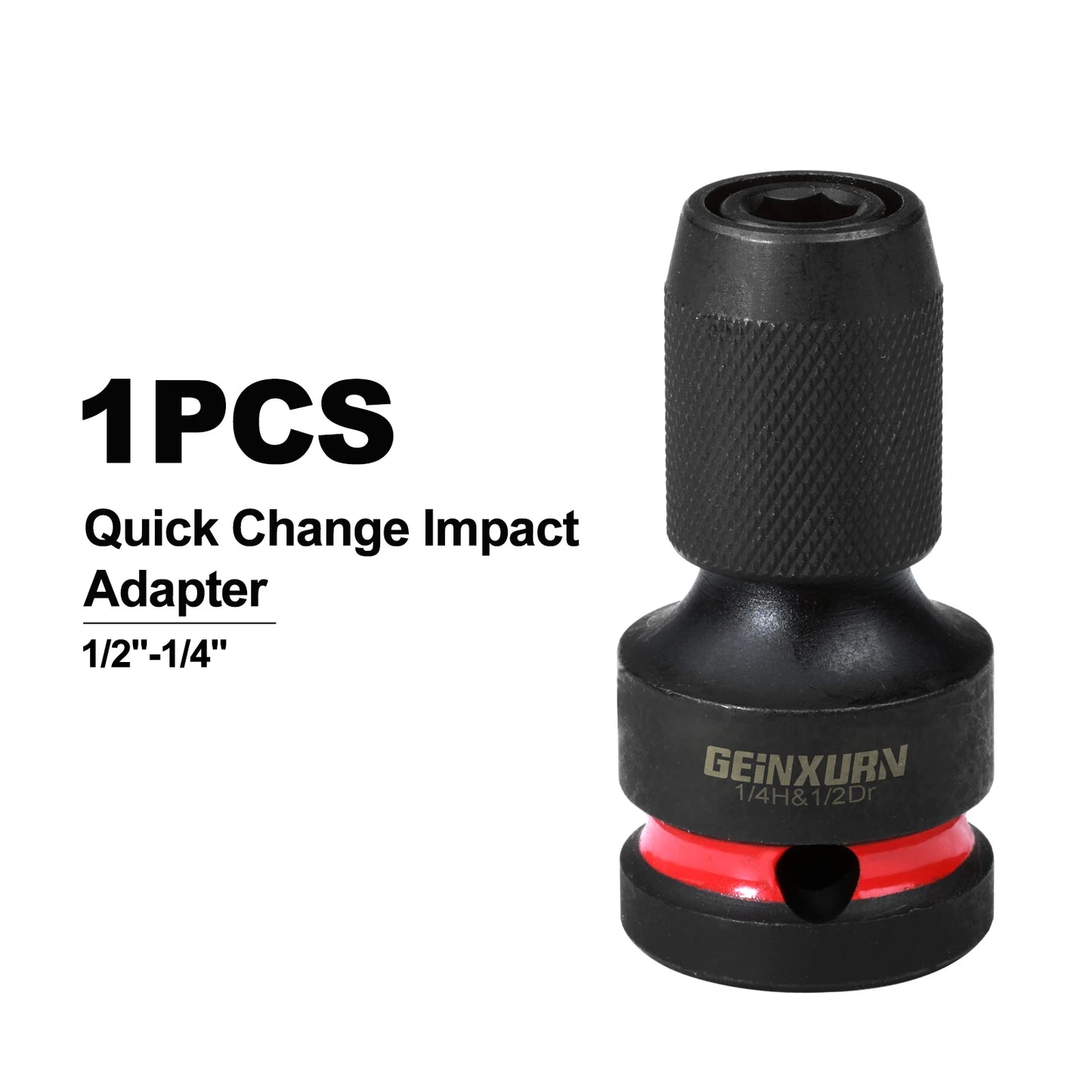 Impact Screwdriver Bit Holders: 1/2-Inch Square Drive to 1/4-Inch Quick Release Hex Socket Adapter with Included Screwdriver Bits