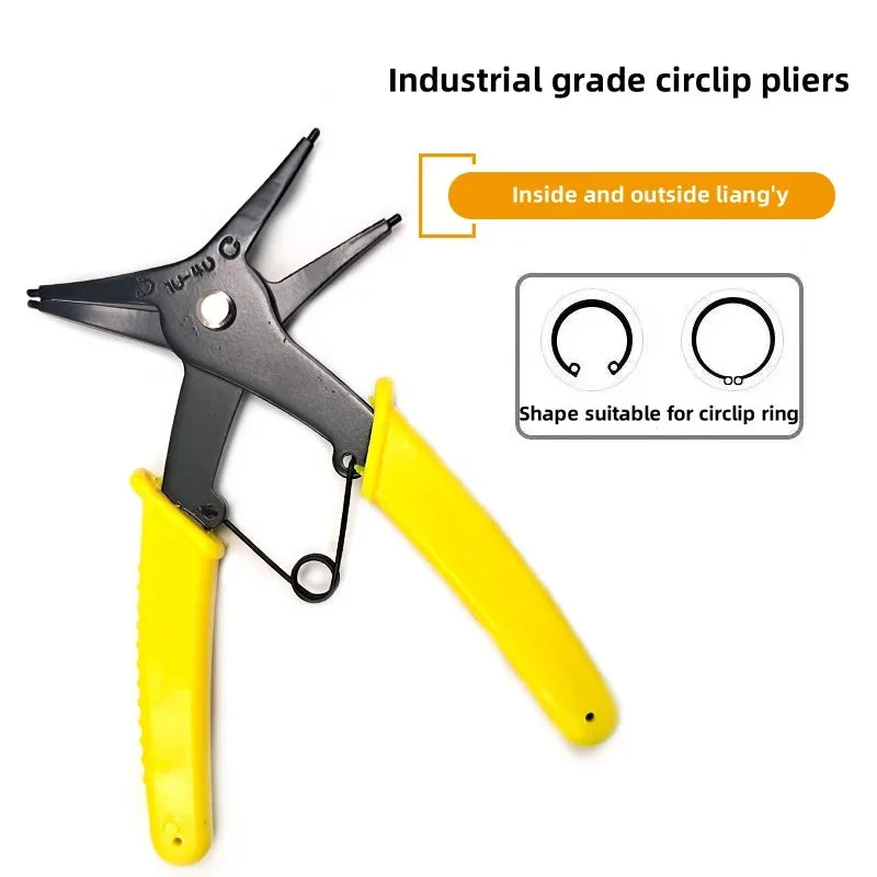 Versatile 2-in-1 Circlip Pliers for Internal & External Spring Removal - Heavy-Duty Retaining Ring Tool