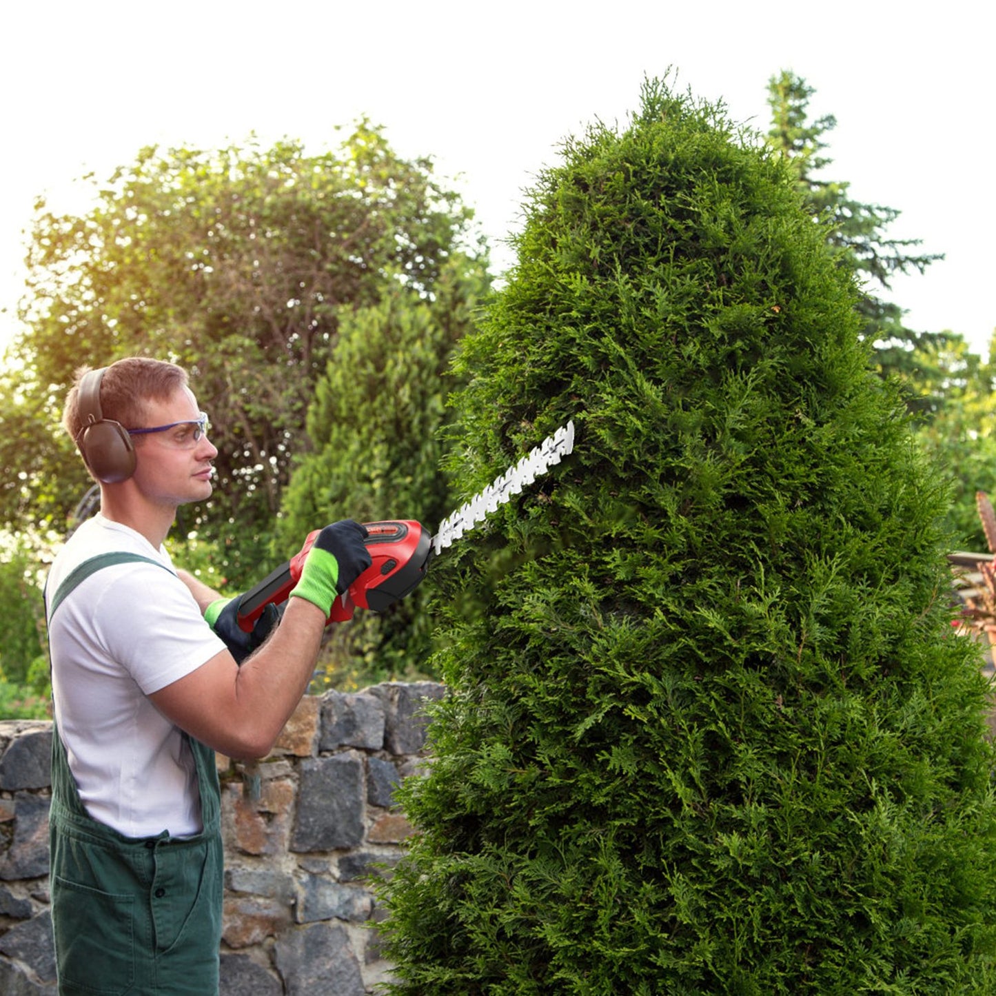 1Set 24V Cordless Handheld Grass Shear Hedge Trimmer with 90 Degree Cutting Angle 2Pcs Replaceable Blades Detachable Battery for Garden Lawn