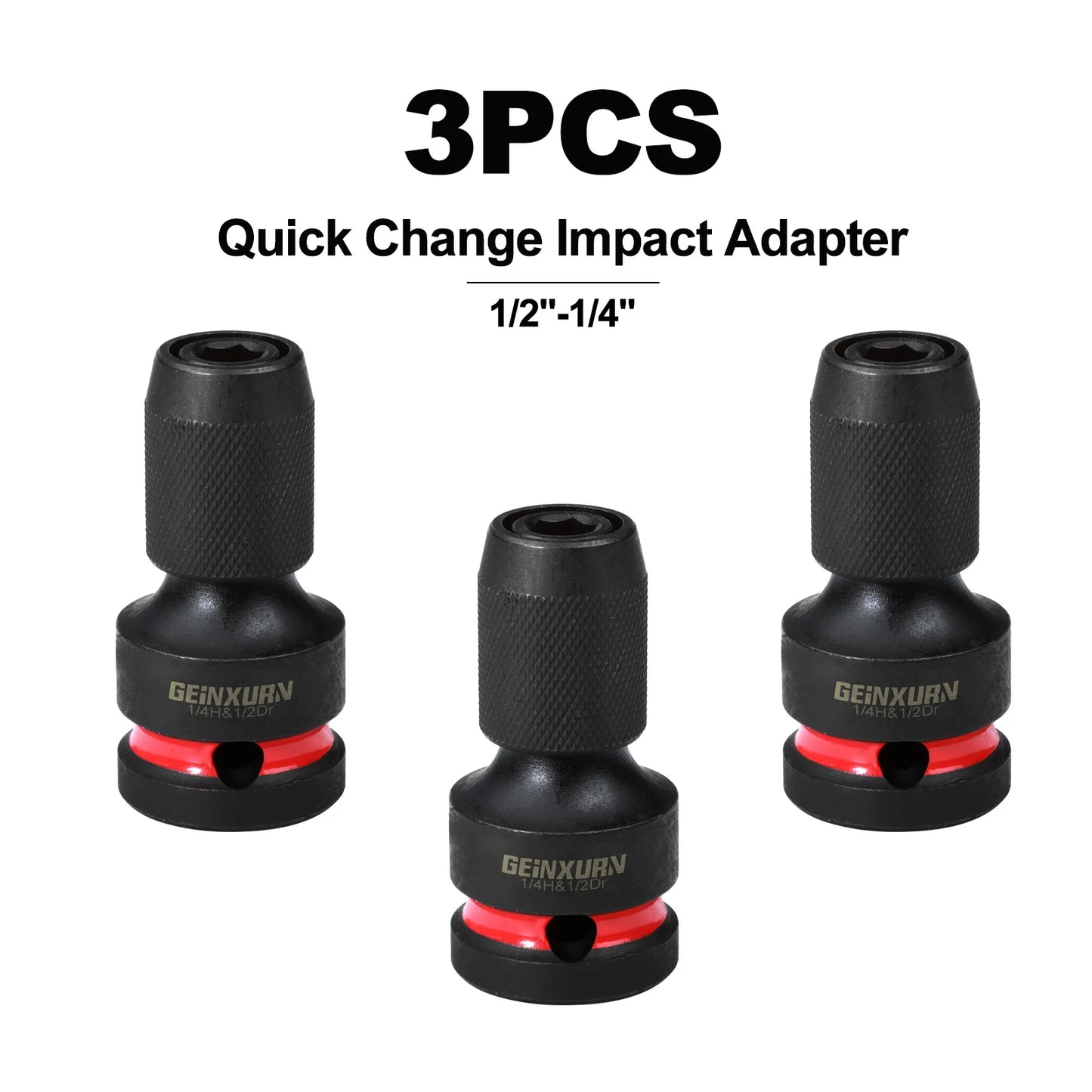 Impact Screwdriver Bit Holders: 1/2-Inch Square Drive to 1/4-Inch Quick Release Hex Socket Adapter with Included Screwdriver Bits