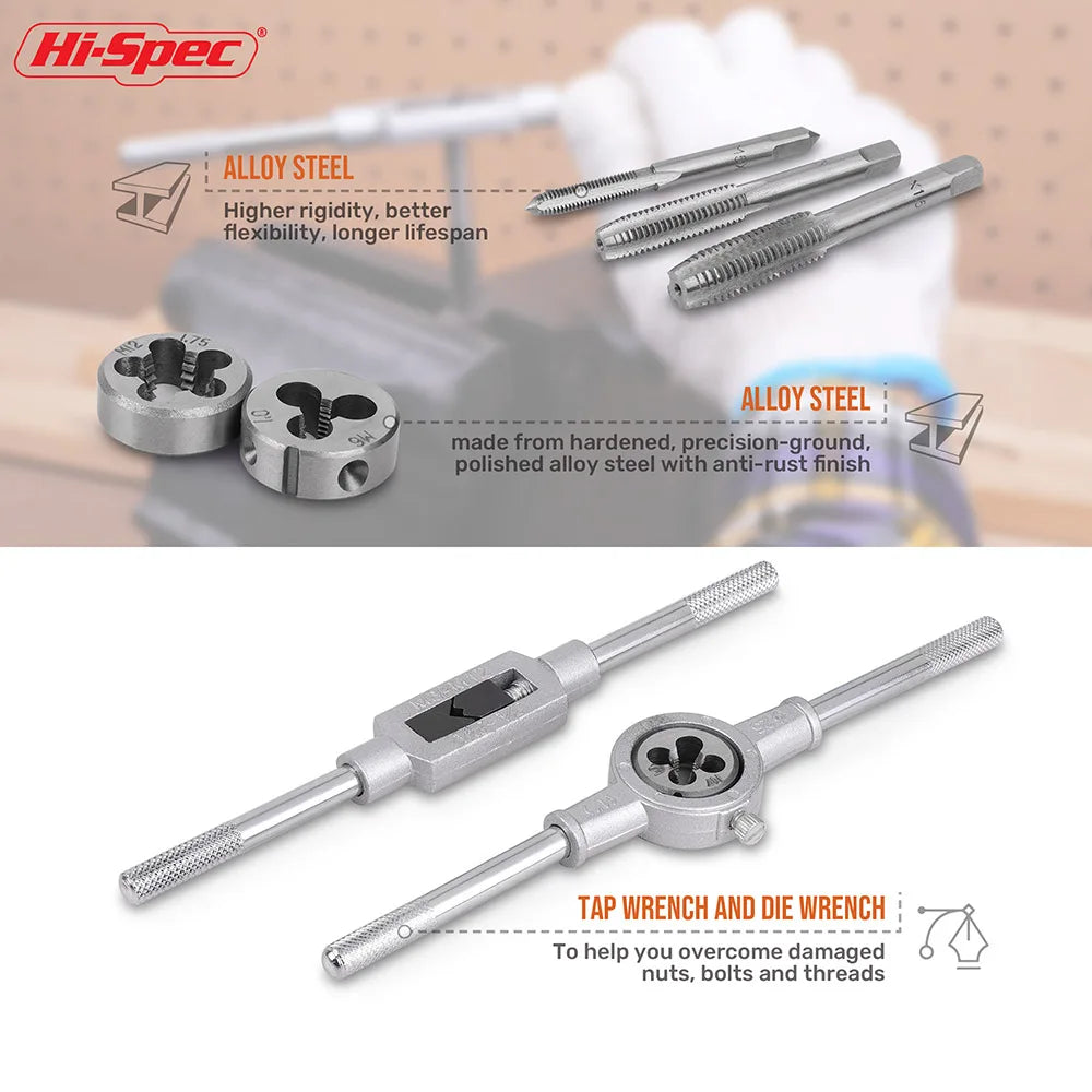 Mechanic Tap and Die Set Thread Kit Hand Screw Thread Tool Kit 