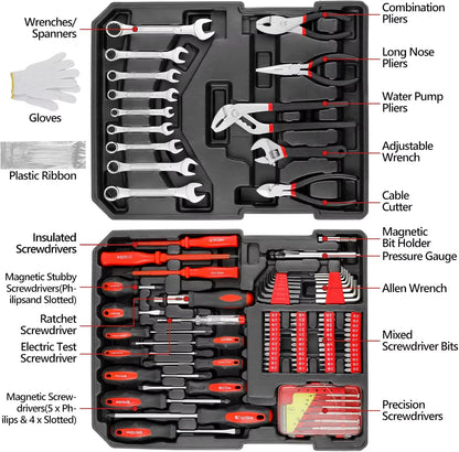 799Pcs Tool Set Home Repair Tool Kit with Trolley Case Mechanic Wrenches Socket Hand Tools for Daily Use Househould Work Repair