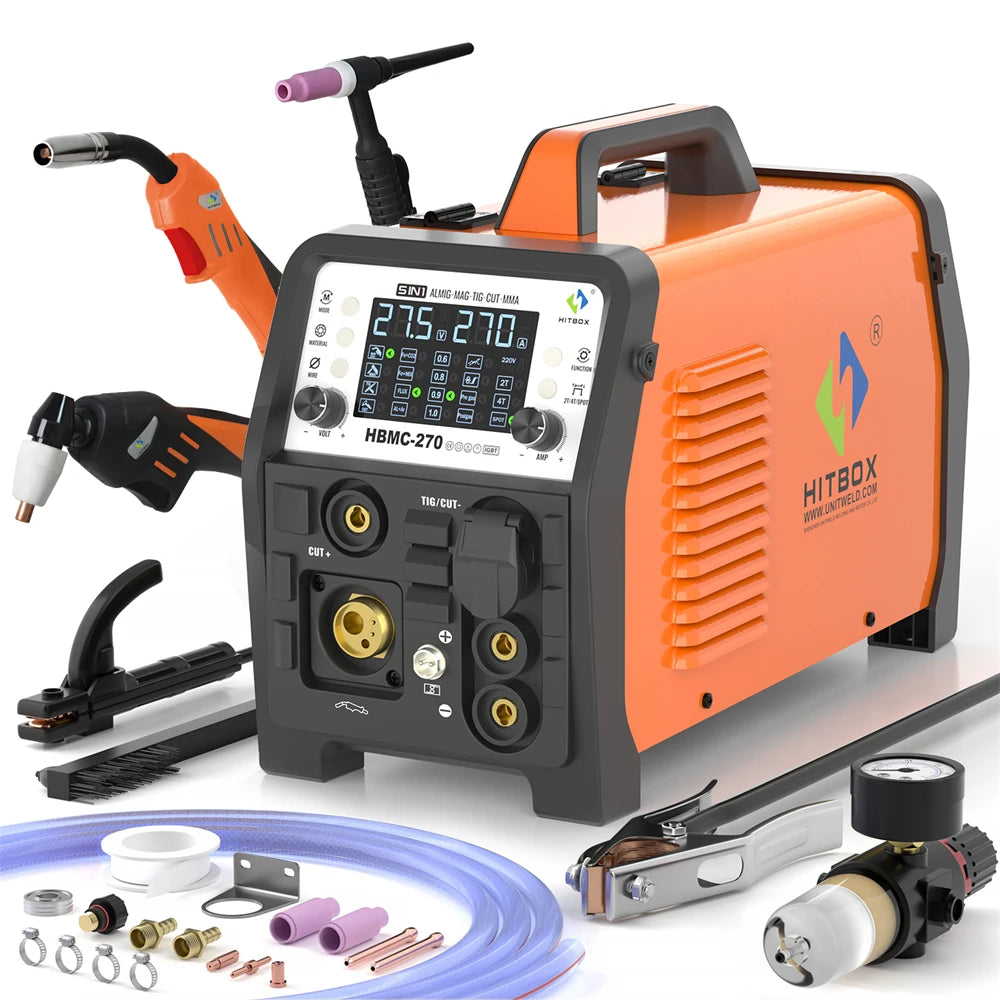 6 in 1 270A Aluminum Welding Machine  Digital Screen 2T 4T Inverter Welder Stainless