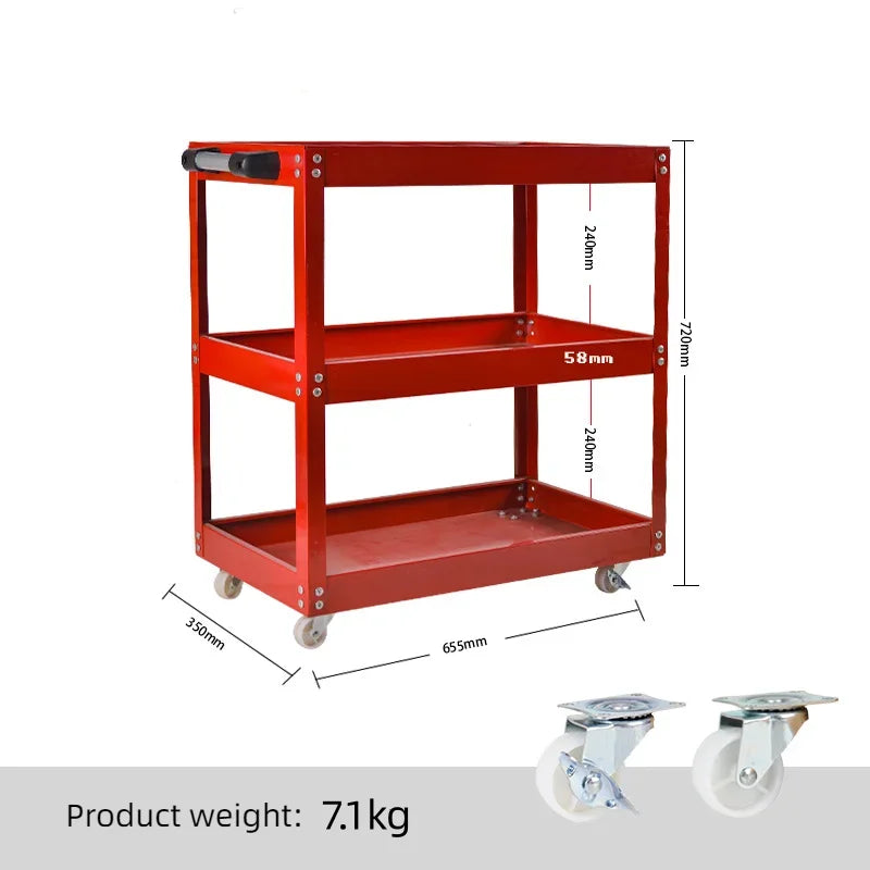 Heavy-Duty Mobile Tool Cart with Wheels - 3-Layer Multifunctional Workshop Tool Storage Solution