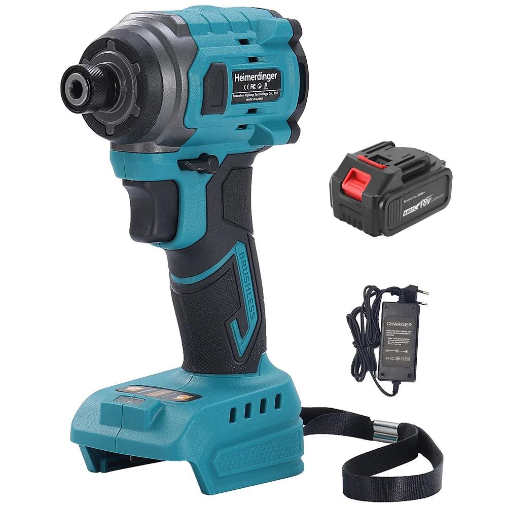 18V  Electric Rechargeable Battery Powered Brushless Cordless Impact Driver 