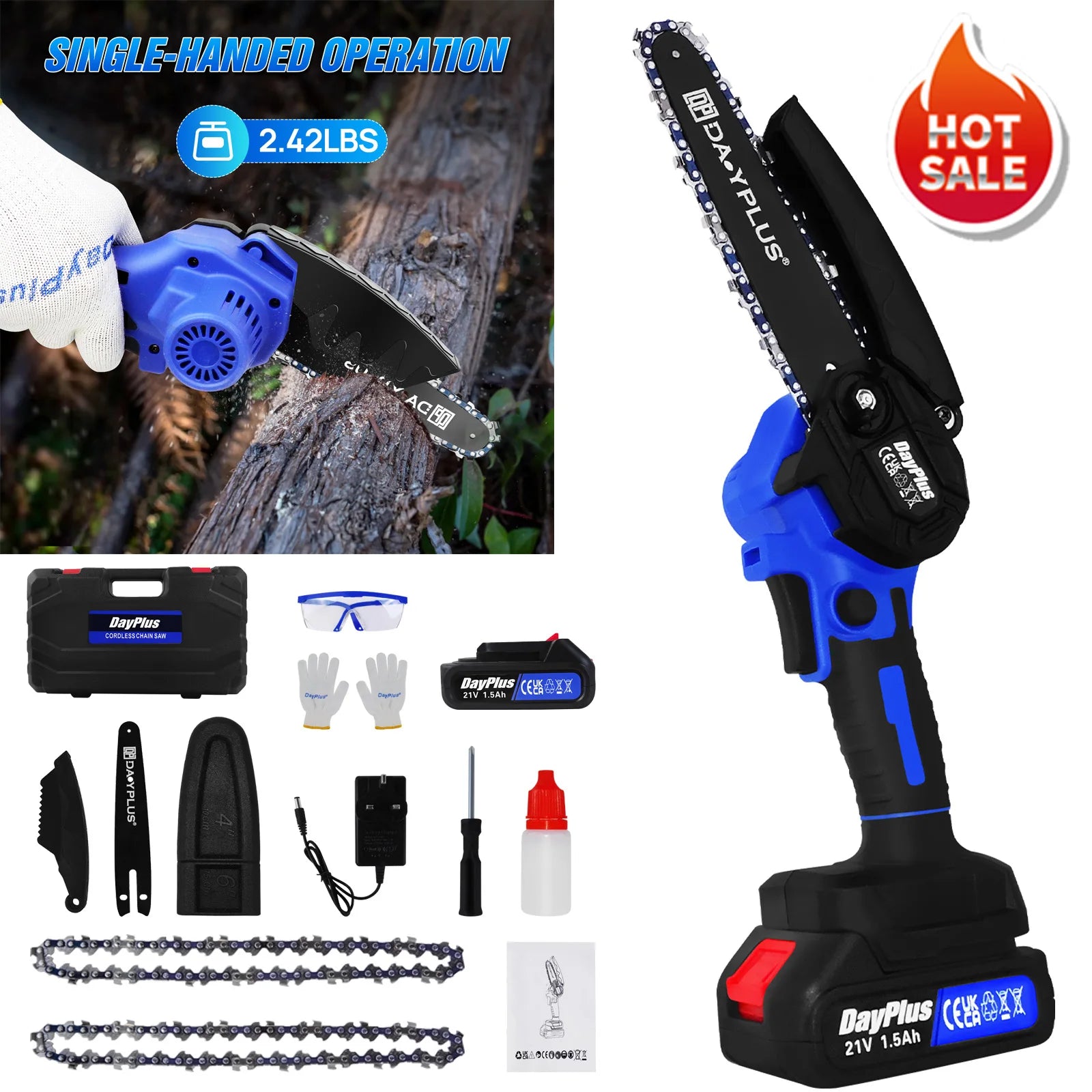 1 set One-Handed Lithium  Powerful Electric  Mini Chainsaw 
