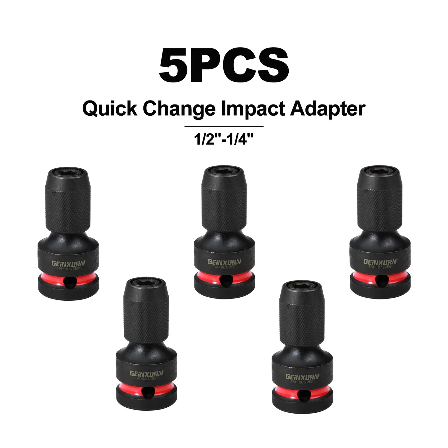 Impact Screwdriver Bit Holders: 1/2-Inch Square Drive to 1/4-Inch Quick Release Hex Socket Adapter with Included Screwdriver Bits