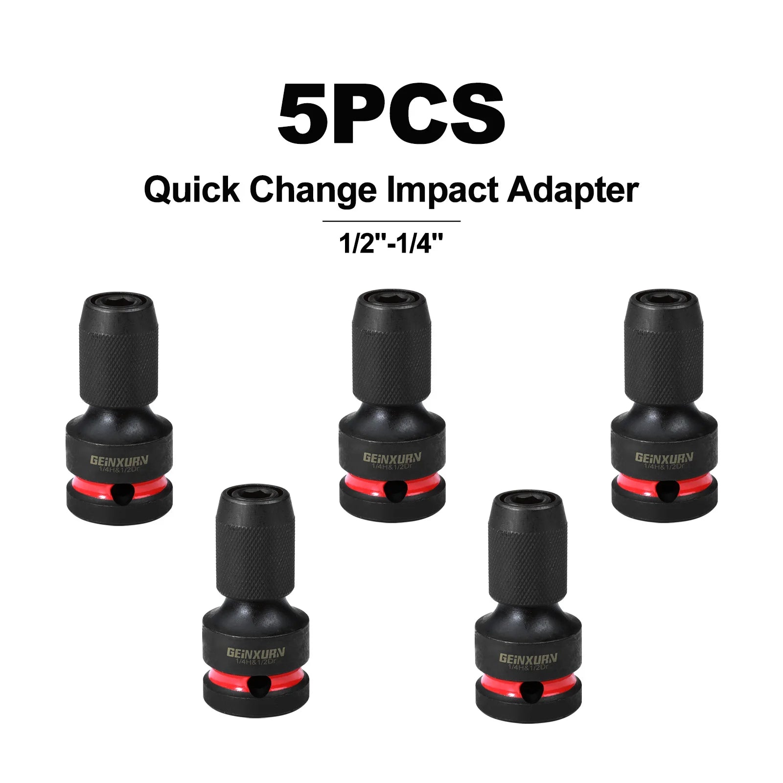 Impact Screwdriver Bit Holders: 1/2-Inch Square Drive to 1/4-Inch Quick Release Hex Socket Adapter with Included Screwdriver Bits