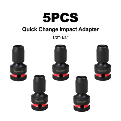 Impact Screwdriver Bit Holders: 1/2-Inch Square Drive to 1/4-Inch Quick Release Hex Socket Adapter with Included Screwdriver Bits