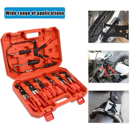 9-Piece Automotive Hose Clamp Pliers Set for Flexible Wire Cable Joint Boot Removal and Oil Seal Installation - Car Repair Tools