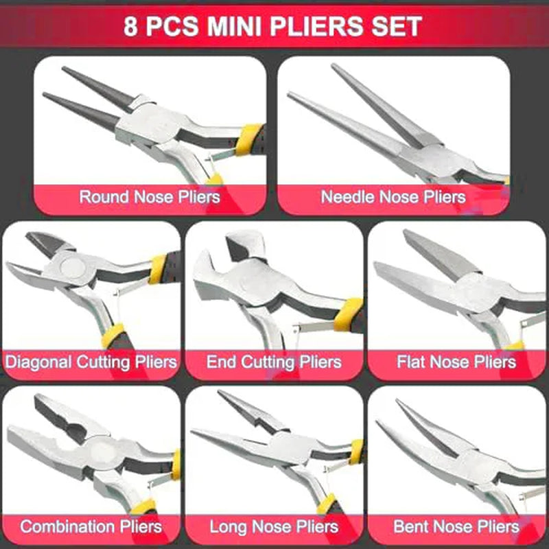 8-Piece Black Pliers Set - Tiger/Fine-Toothed/Round-Mouthed Pliers, Professional-Grade Tool Kit 