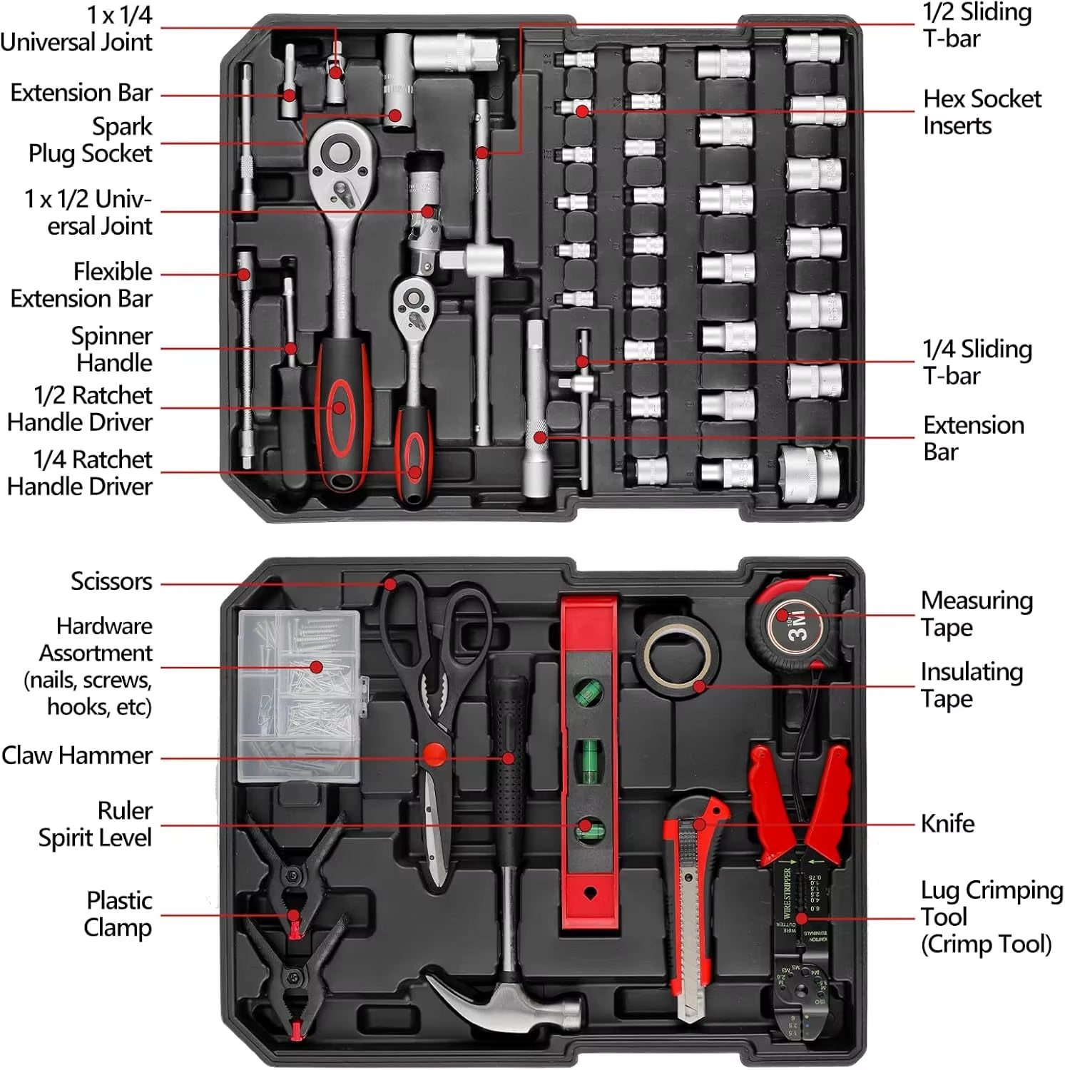799Pcs Tool Set Home Repair Tool Kit with Trolley Case Mechanic Wrenches Socket Hand Tools for Daily Use Househould Work Repair