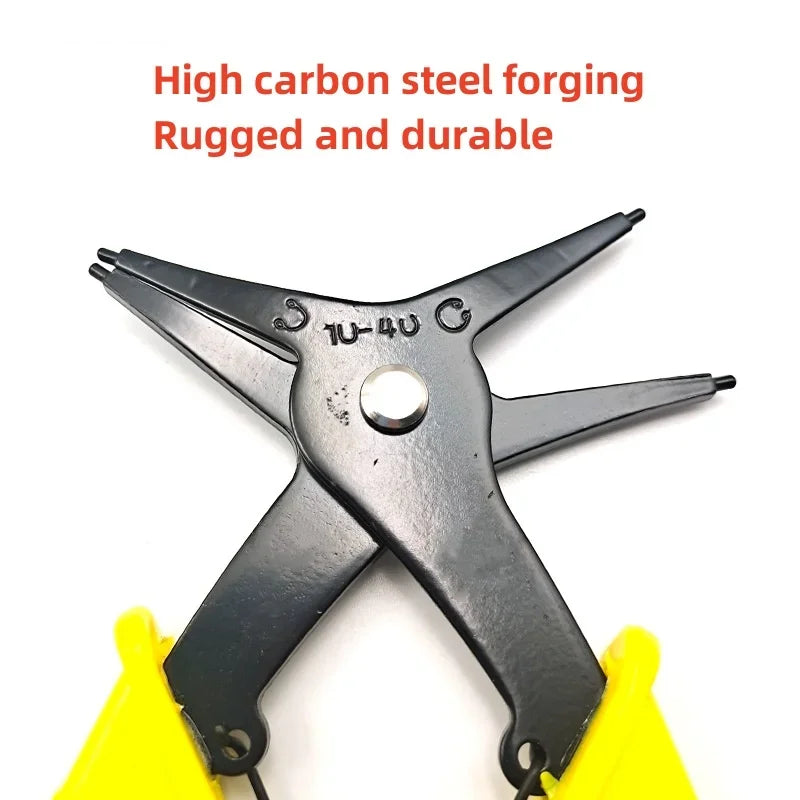 Versatile 2-in-1 Circlip Pliers for Internal & External Spring Removal - Heavy-Duty Retaining Ring Tool