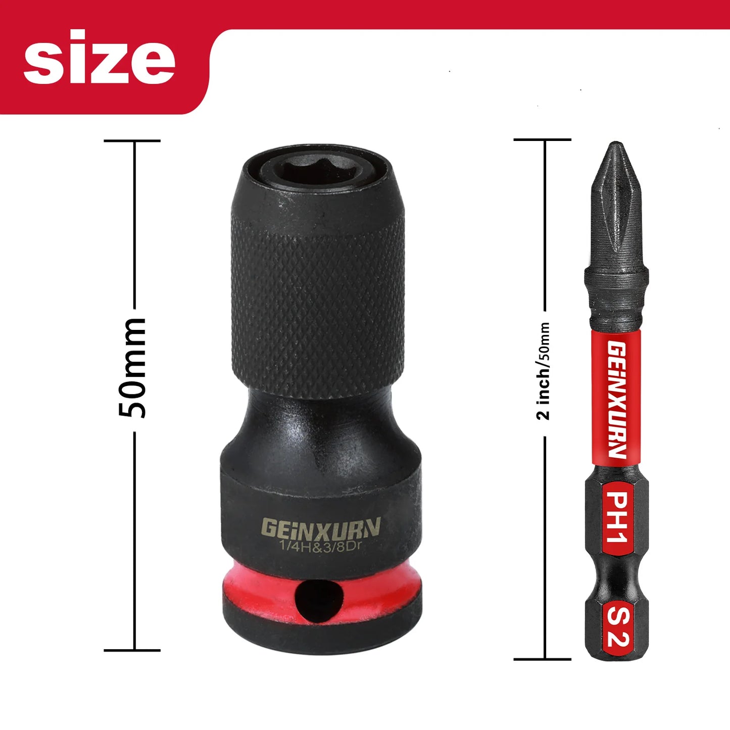 Impact Screwdriver Bit Holders: 1/2-Inch Square Drive to 1/4-Inch Quick Release Hex Socket Adapter with Included Screwdriver Bits