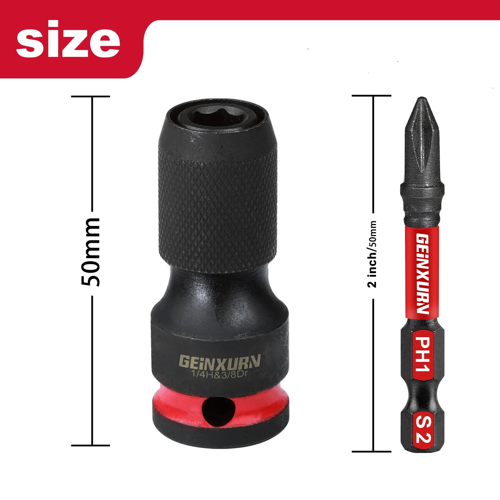 Impact Screwdriver Bit Holders: 1/2-Inch Square Drive to 1/4-Inch Quick Release Hex Socket Adapter with Included Screwdriver Bits