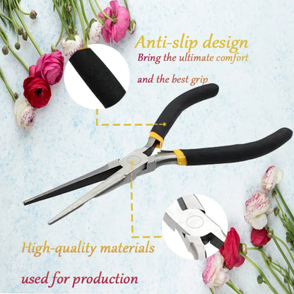 8-Piece Black Pliers Set - Tiger/Fine-Toothed/Round-Mouthed Pliers, Professional-Grade Tool Kit 