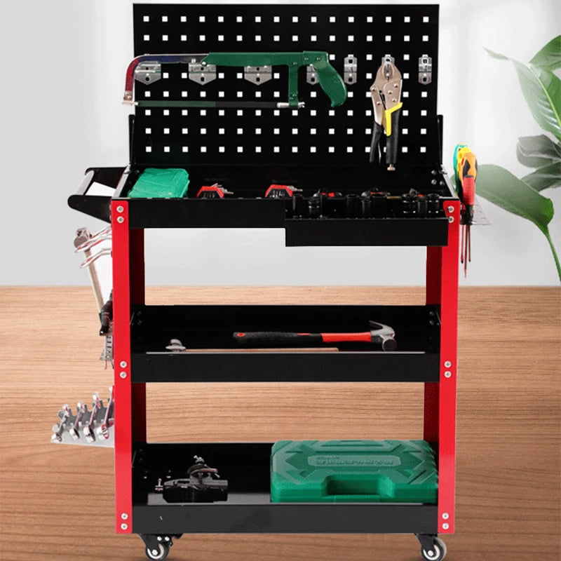 Heavy-Duty Mobile Tool Cart with Wheels - 3-Layer Multifunctional Workshop Tool Storage Solution