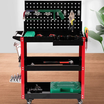 Heavy-Duty Mobile Tool Cart with Wheels - 3-Layer Multifunctional Workshop Tool Storage Solution