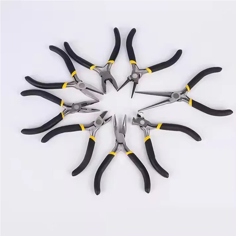 8-Piece Black Pliers Set - Tiger/Fine-Toothed/Round-Mouthed Pliers, Professional-Grade Tool Kit 