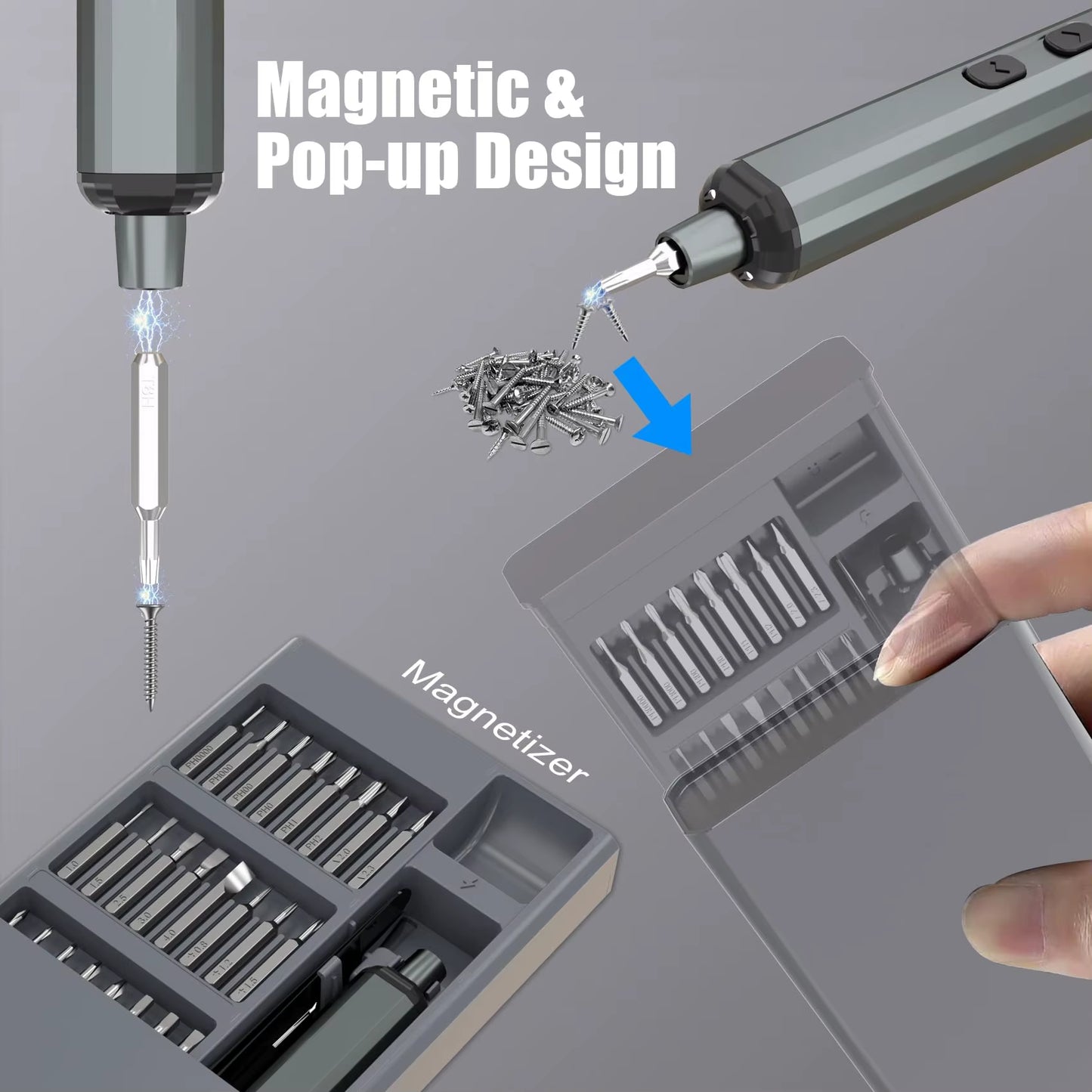 Mini Precision Electric Screwdriver Set 68 in 1 Power Repair Tool with 64 Magnetic Torx Phillips Drill Bits 5 Torque Settings