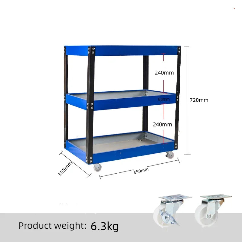 Heavy-Duty Mobile Tool Cart with Wheels - 3-Layer Multifunctional Workshop Tool Storage Solution