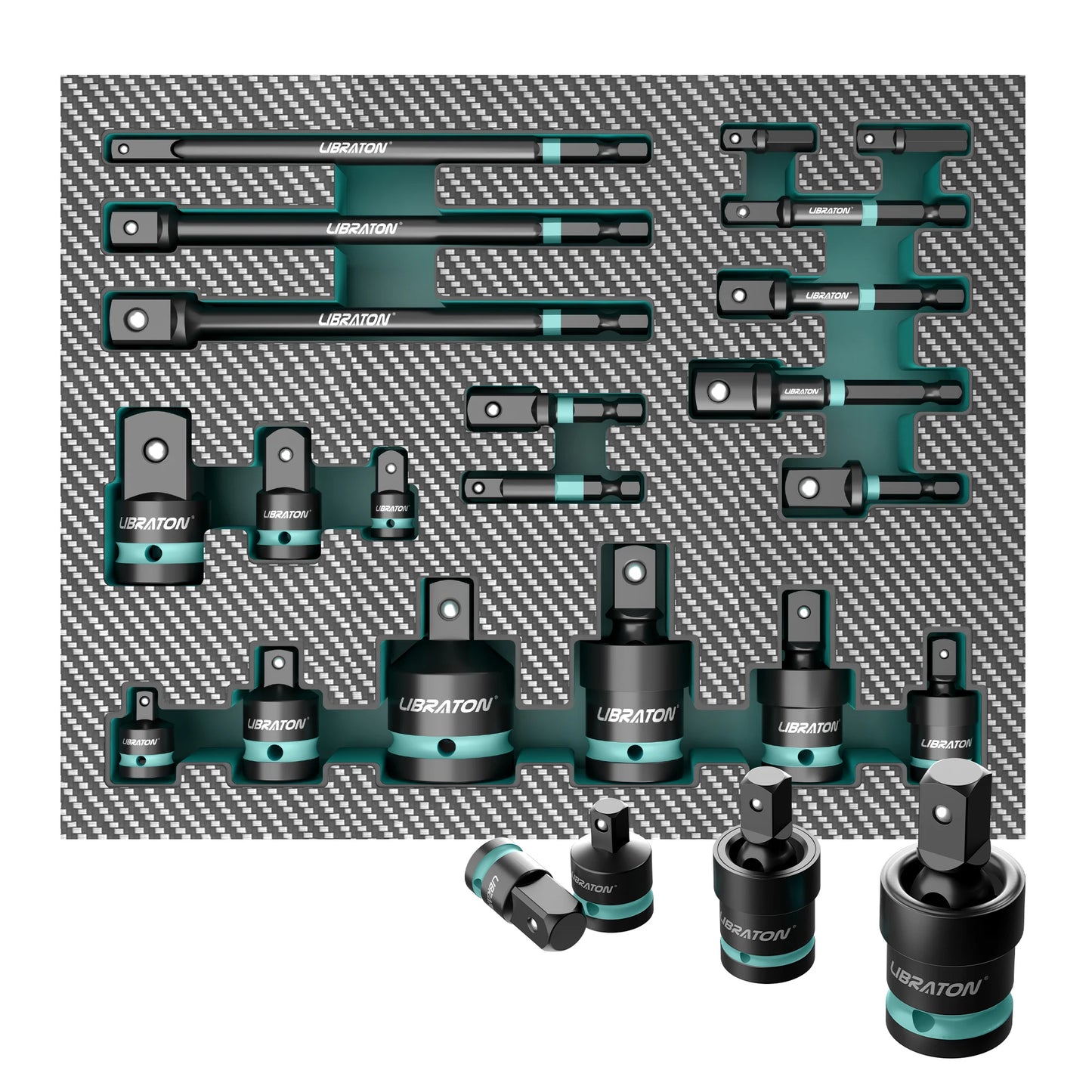  Impact Socket Adapters and Reducer, Includes Reducers, Universal Joints, Socket Adapter Extension, 20Pcs