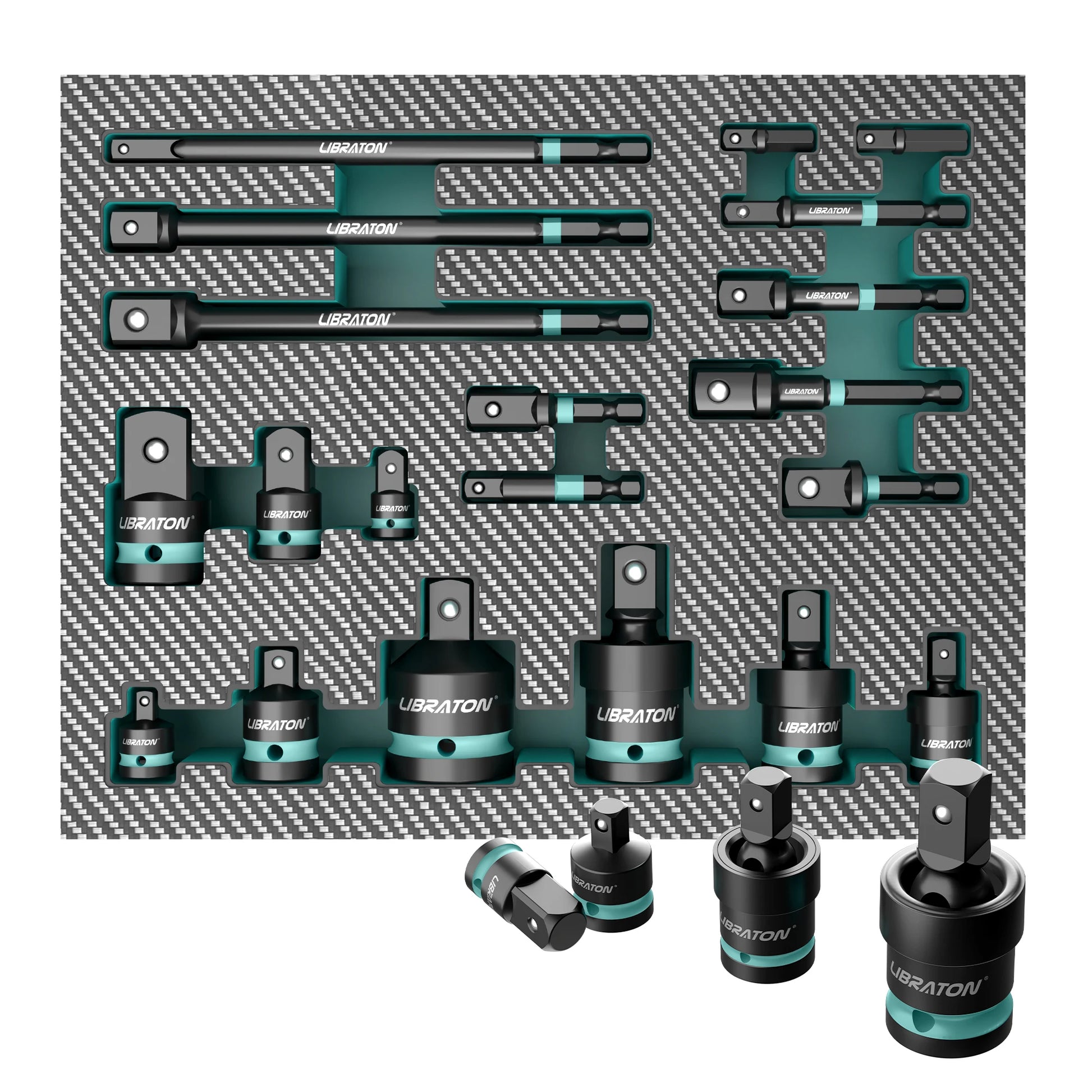  Impact Socket Adapters and Reducer, Includes Reducers, Universal Joints, Socket Adapter Extension, 20Pcs