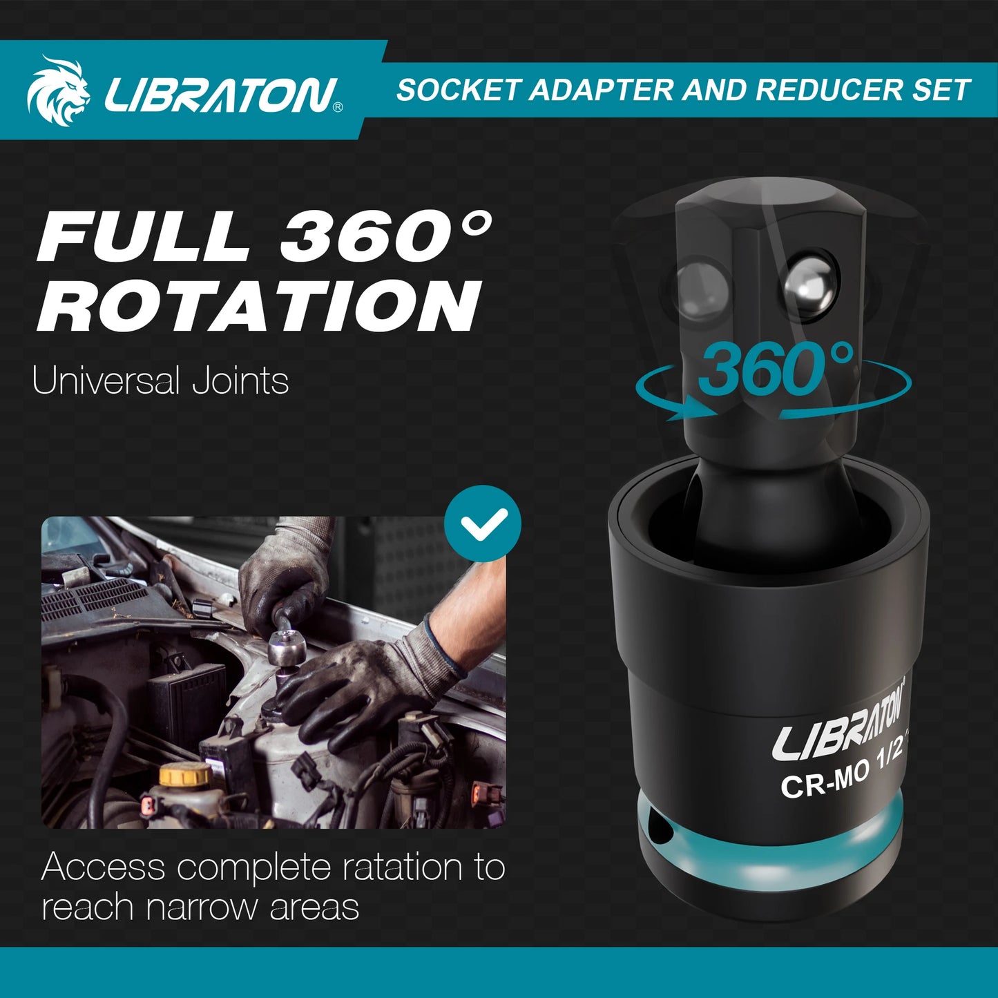  Impact Socket Adapters and Reducer, Includes Reducers, Universal Joints, Socket Adapter Extension, 20Pcs