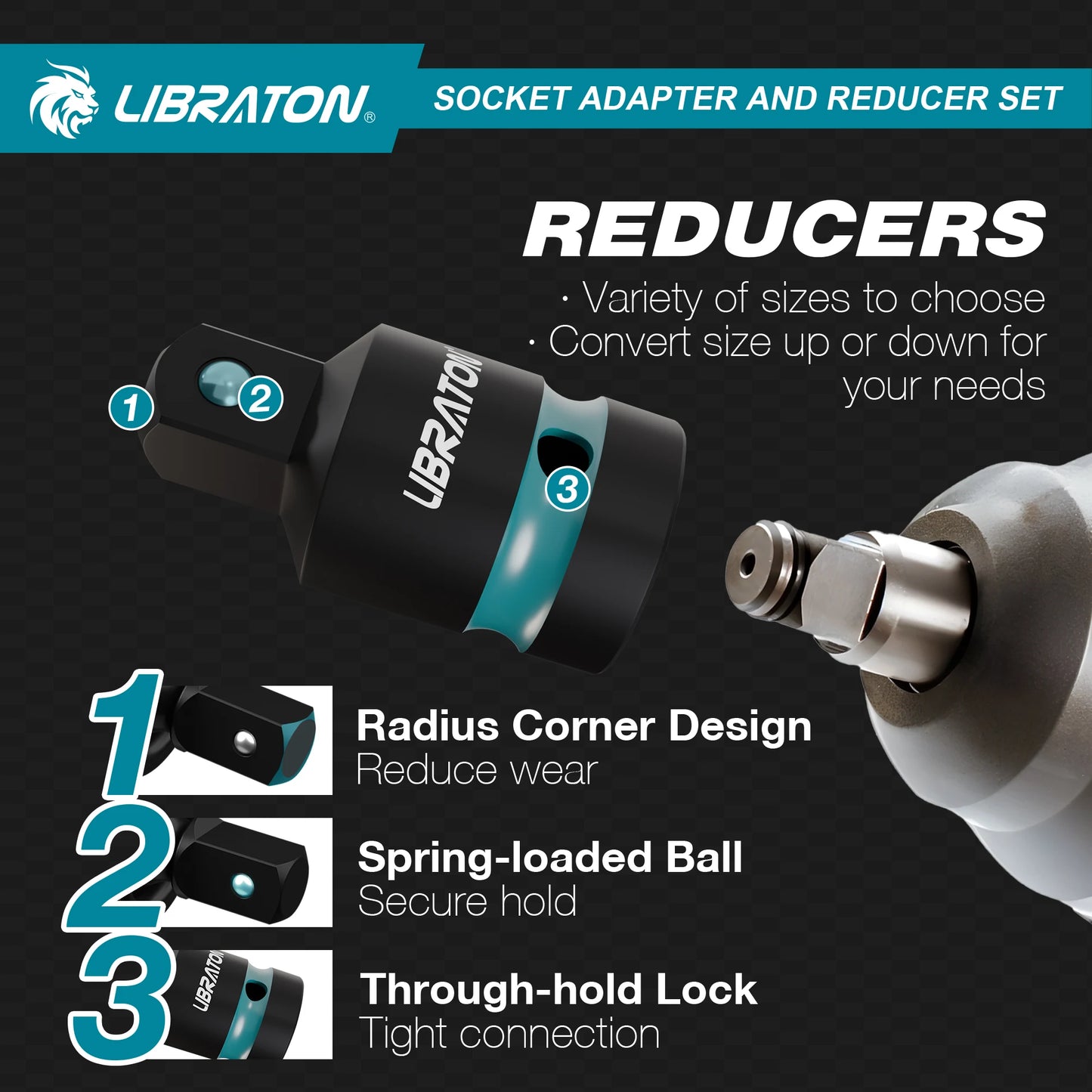 Impact Socket Adapters and Reducer, Includes Reducers, Universal Joints, Socket Adapter Extension, 20Pcs