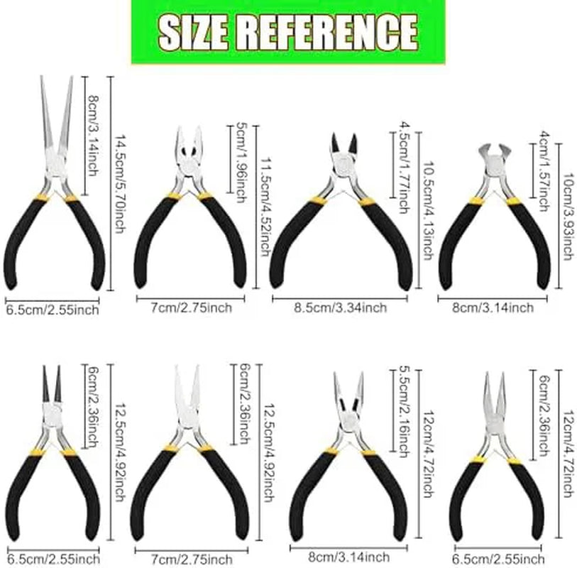 8-Piece Black Pliers Set - Tiger/Fine-Toothed/Round-Mouthed Pliers, Professional-Grade Tool Kit 