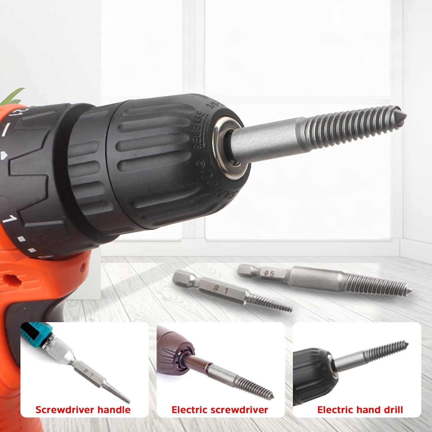 5-Piece Broken Spiral Screw Extractor Set for Efficient Removal of Damaged Bolts, Stripped Screws, and Studs
