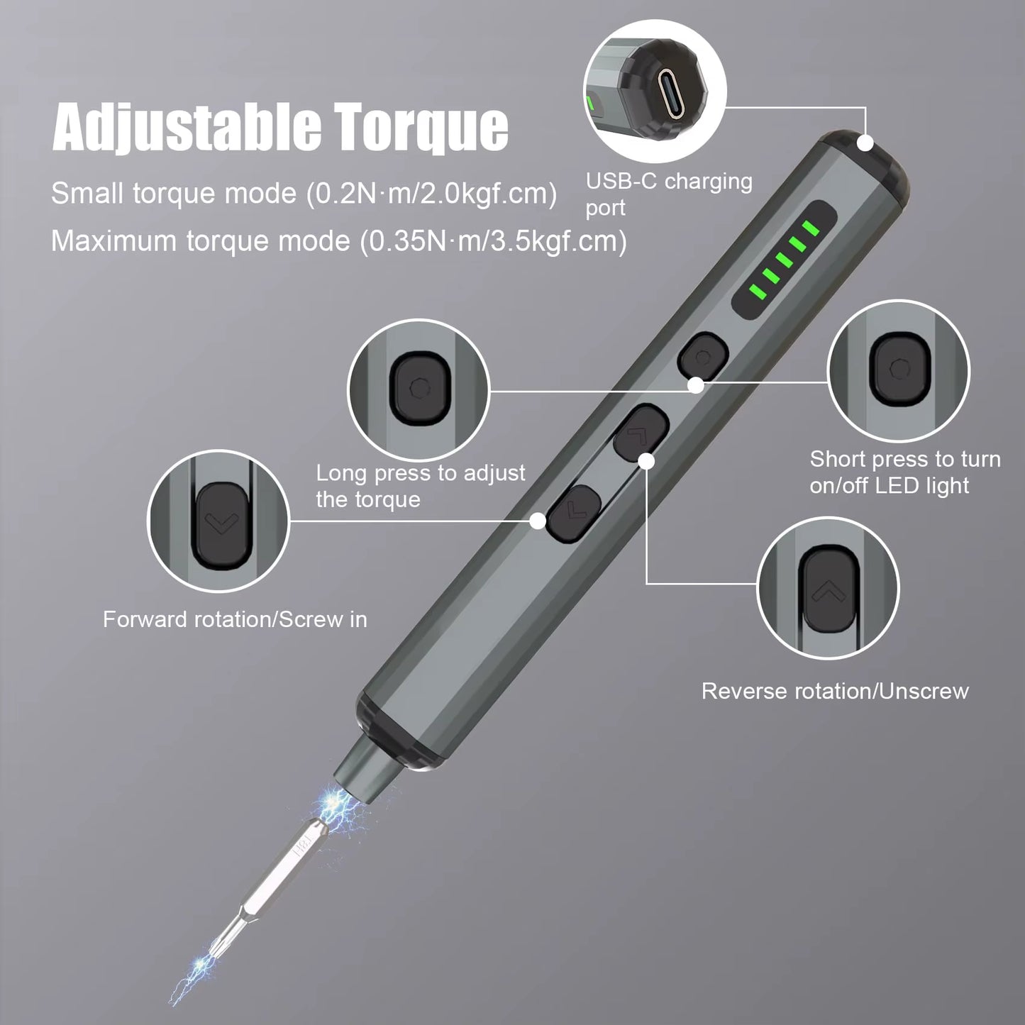 Mini Precision Electric Screwdriver Set 68 in 1 Power Repair Tool with 64 Magnetic Torx Phillips Drill Bits 5 Torque Settings
