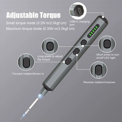 Mini Precision Electric Screwdriver Set 68 in 1 Power Repair Tool with 64 Magnetic Torx Phillips Drill Bits 5 Torque Settings