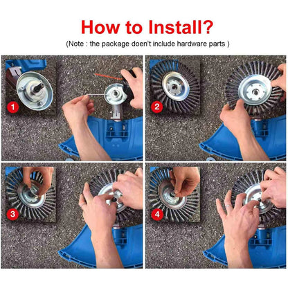 6/8 Inch Steel Wire Rotary Brush Cutter Trimmer Head Sets Weeds Blade Cutter Compatible with String Trimmers, Moss Grass Rust Re