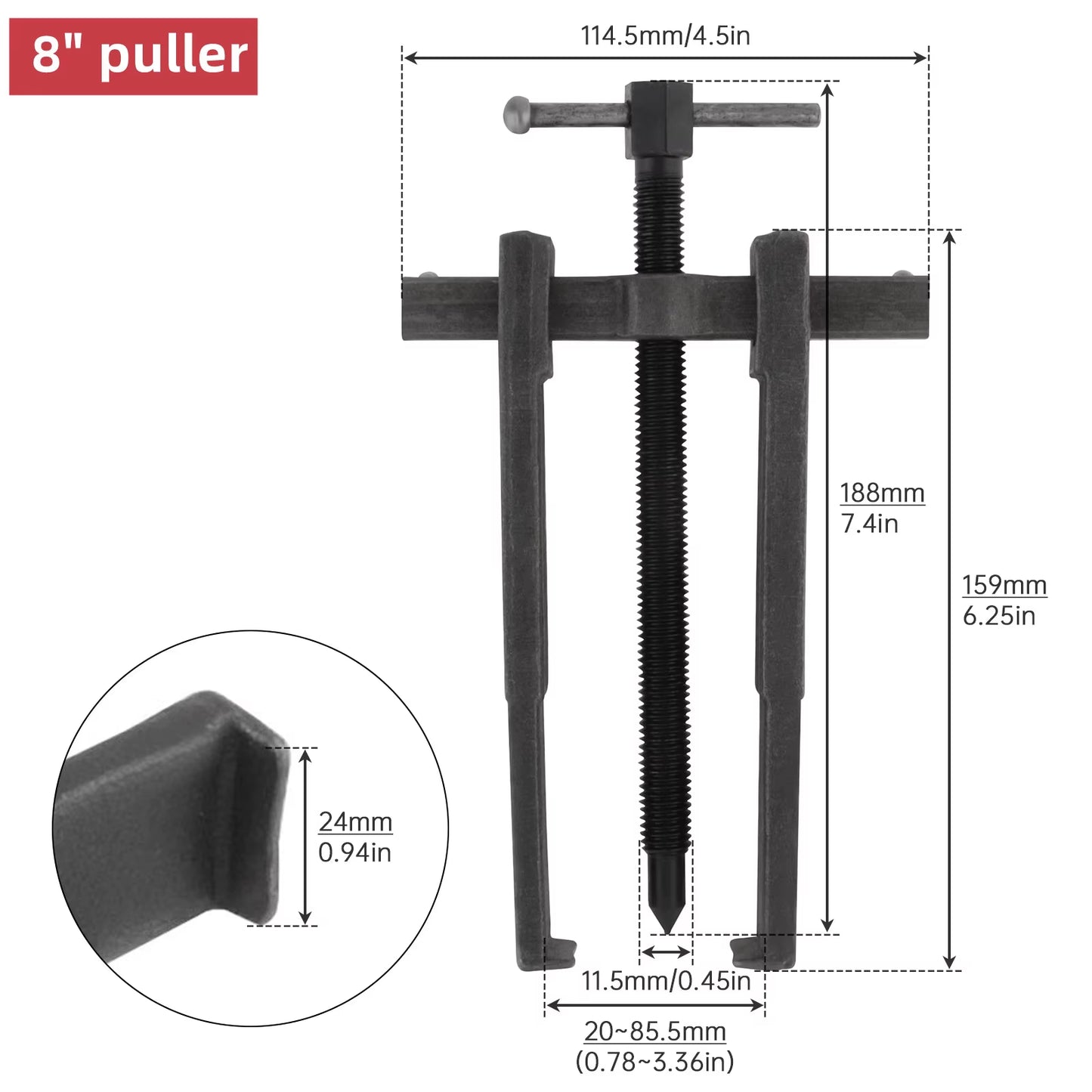 Adjustable 2-Jaw Bearing Puller Extractor Tool for Car Repair - Available in 1 Pack of 3/4/6/8/10 Inch Sizes