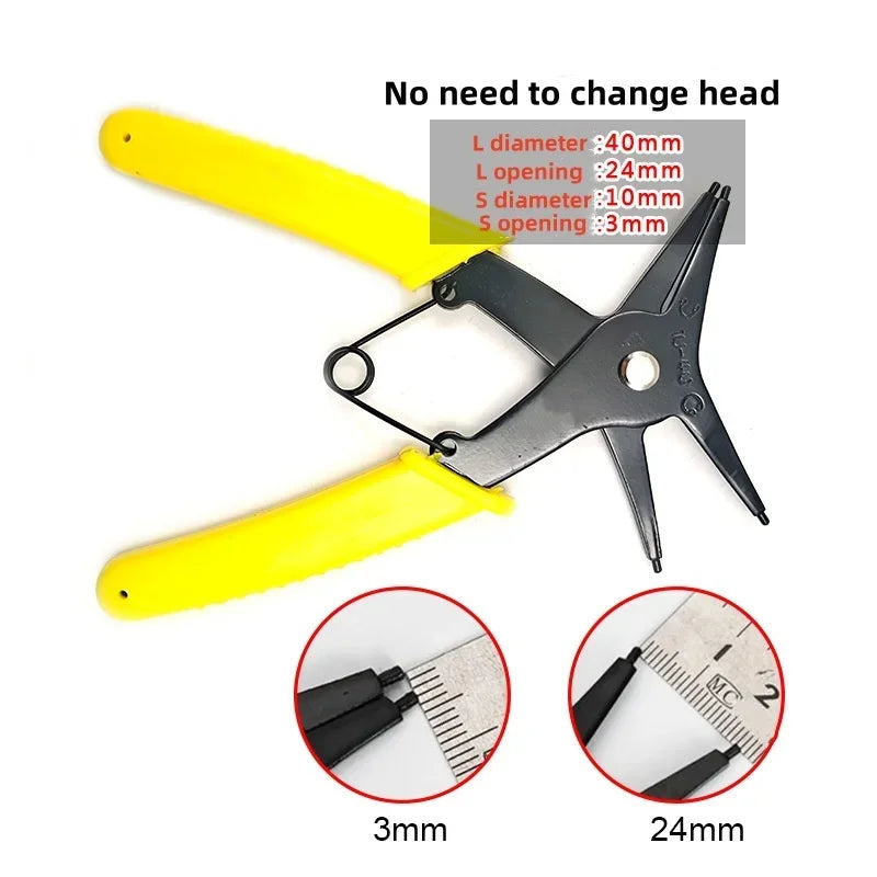 Versatile 2-in-1 Circlip Pliers for Internal & External Spring Removal - Heavy-Duty Retaining Ring Tool