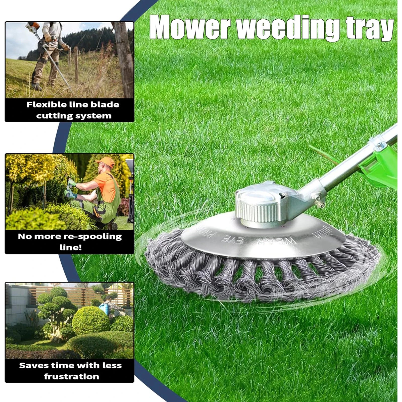 6/8 Inch Steel Wire Rotary Brush Cutter Trimmer Head Sets Weeds Blade Cutter Compatible with String Trimmers, Moss Grass Rust Re