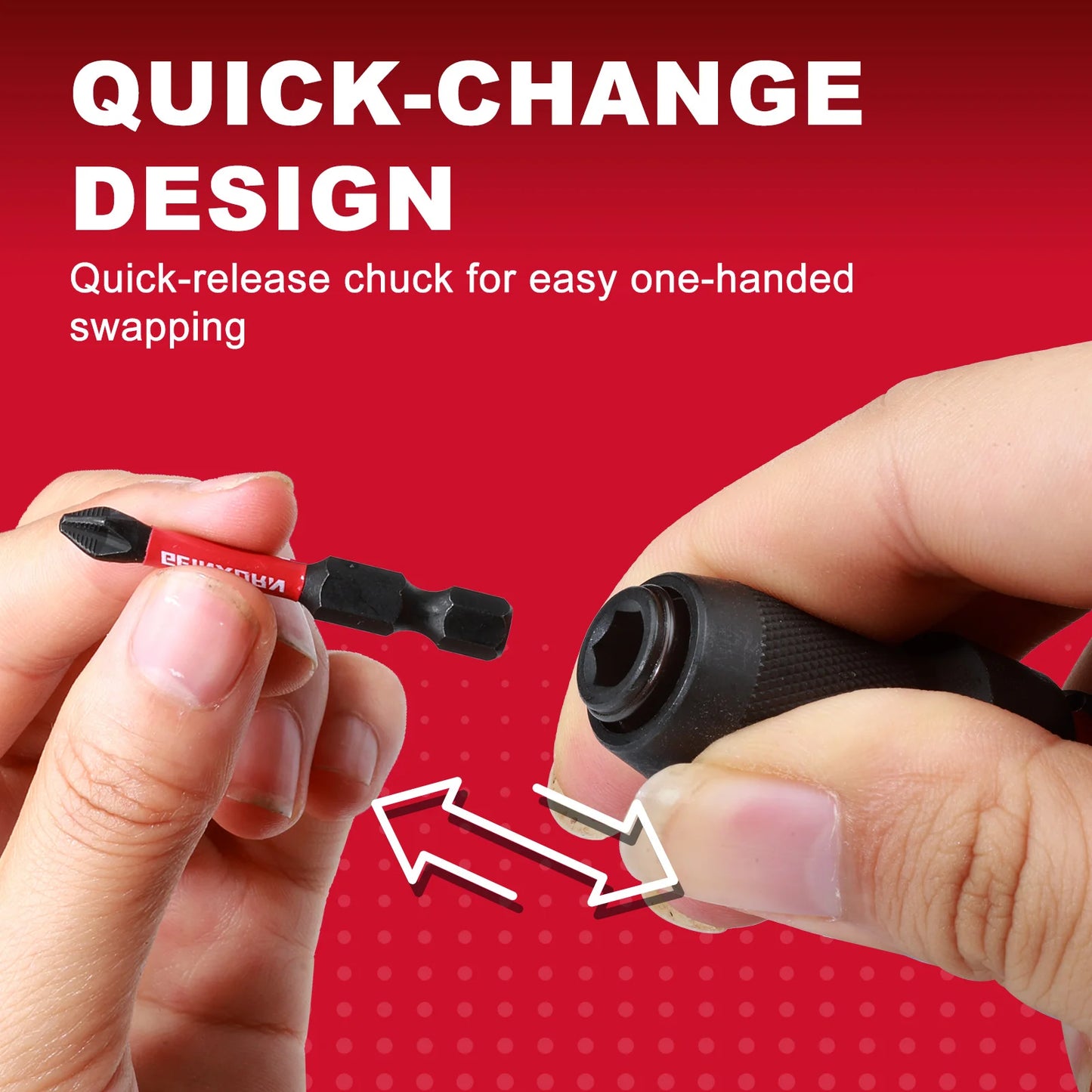 Impact Screwdriver Bit Holders: 1/2-Inch Square Drive to 1/4-Inch Quick Release Hex Socket Adapter with Included Screwdriver Bits